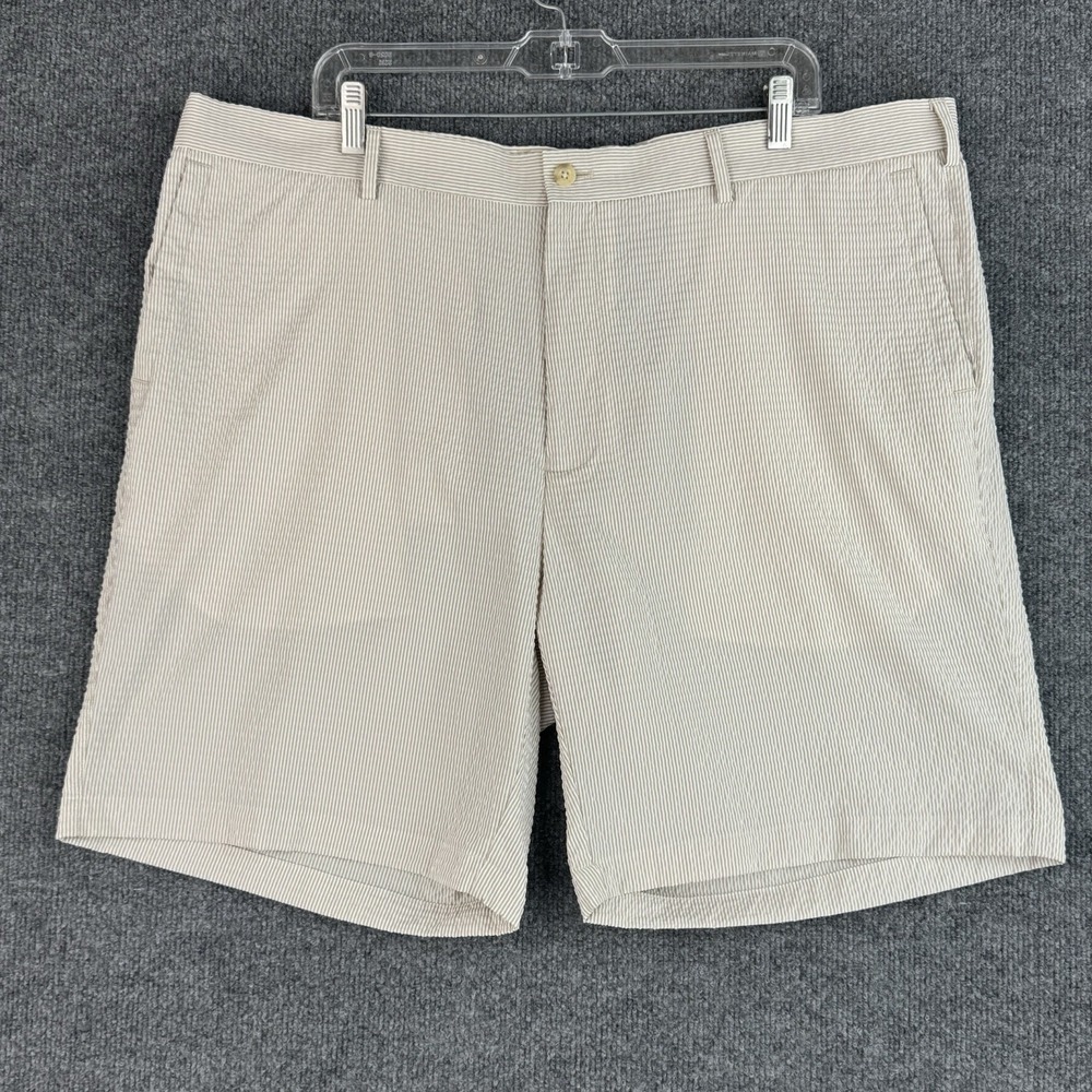 Peter Millar Shorts Mens 42 Beige White Seersucker Featherweight Golf Striped